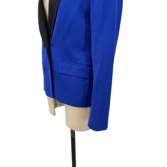 L.A.M.B. Double Breasted Wool Blend Blazer Cobalt Blue Black Size US 6 - Picture 9 of 16